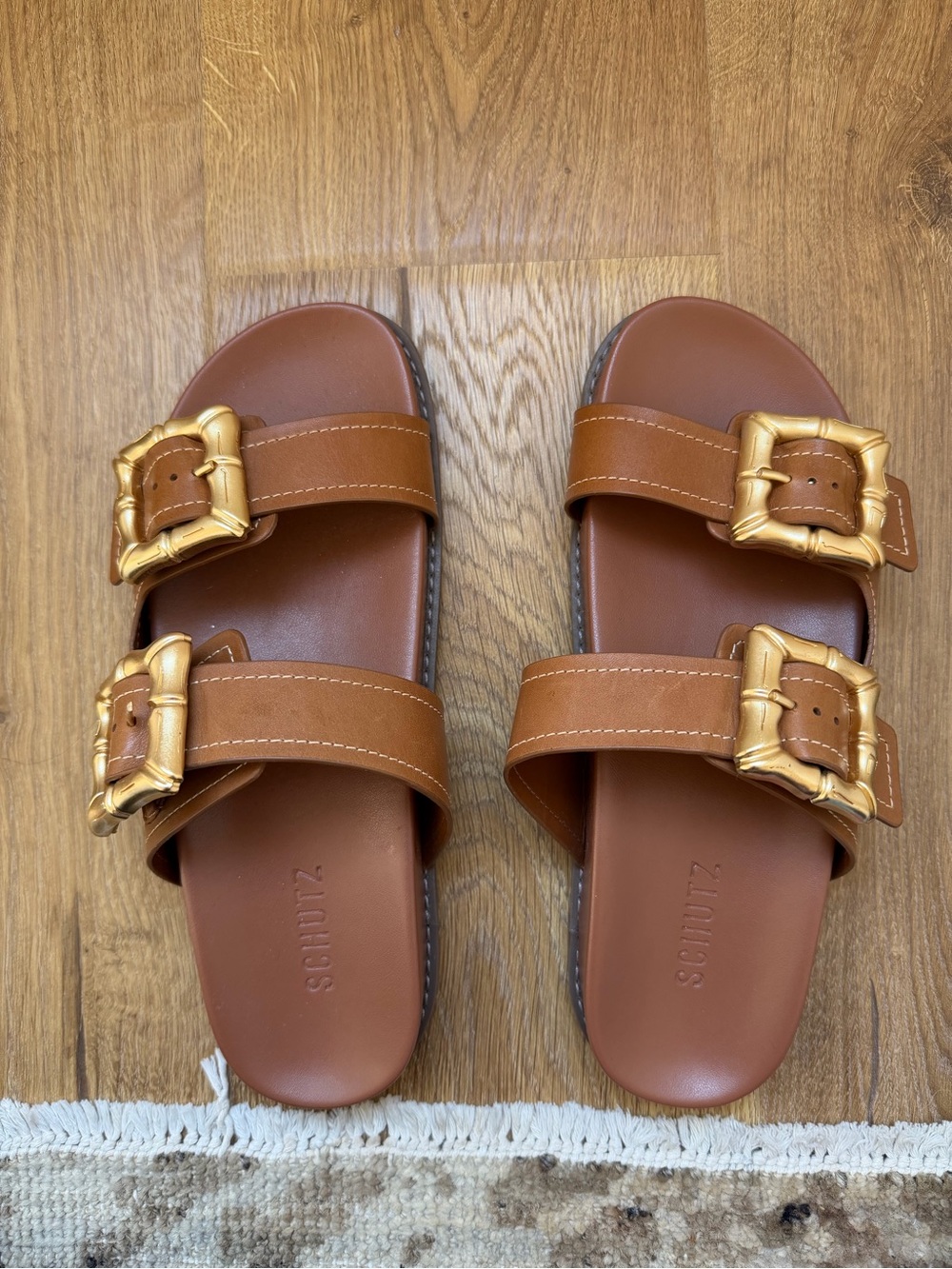 SCHUTZ Women’s Enola Sporty Leather Sandals in New Wood Color - Picture 8 of 8